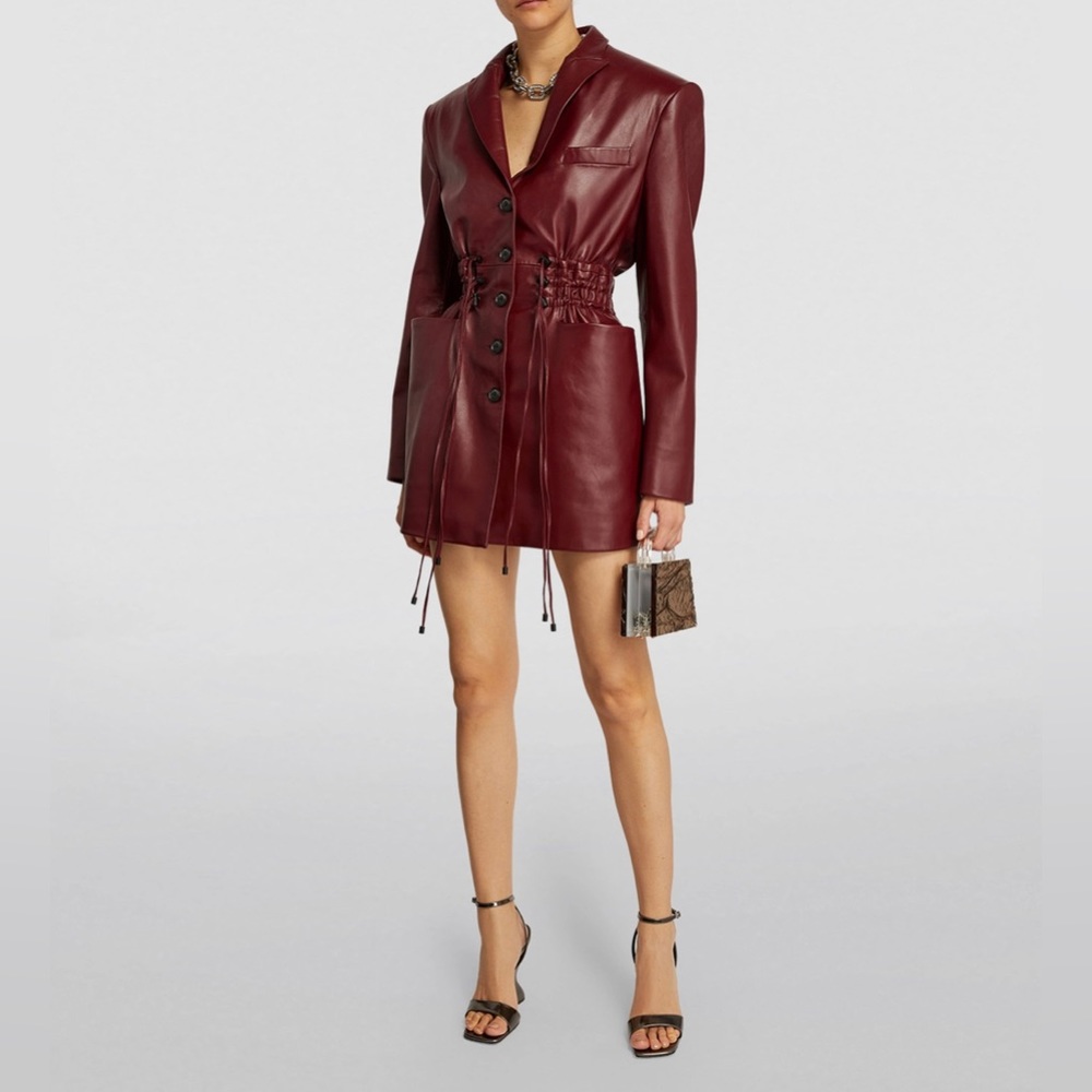 The Mannei Irbid Cinched Leather Blazer/ Dress